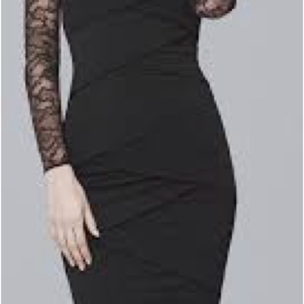 White House Black Market Black Lace Long Sleeve Dress